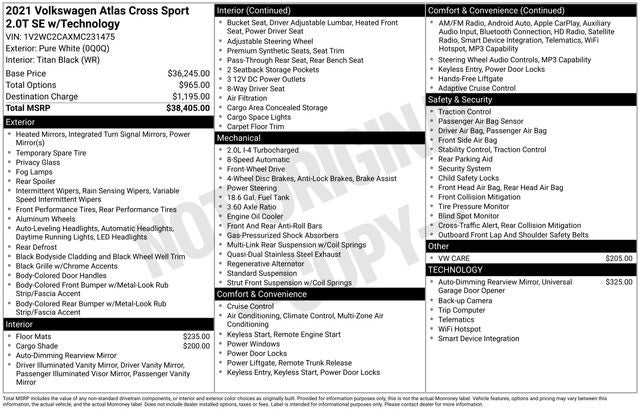 2021 Volkswagen Atlas Cross Sport 2.0T SE w/Technology