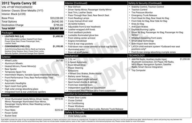2012 Toyota Camry SE