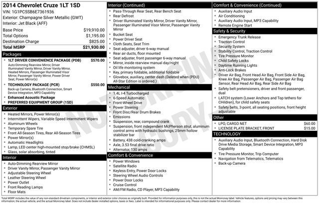 2014 Chevrolet Cruze 1LT