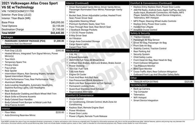 2021 Volkswagen Atlas Cross Sport 3.6L V6 SE w/Technology