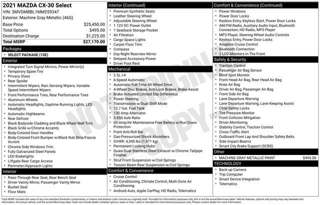 2021 Mazda Mazda CX-30 Select