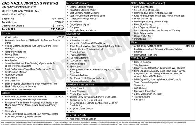 2025 Mazda Mazda CX-30 2.5 S Preferred Package