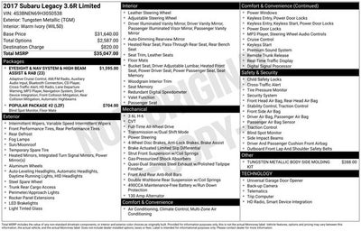 2017 Subaru Legacy 3.6R Limited