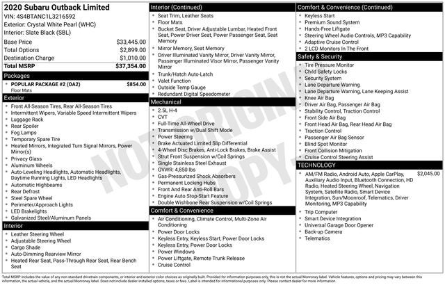 2020 Subaru Outback Limited