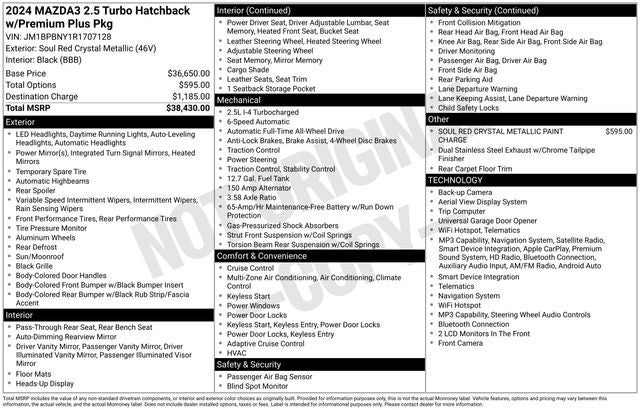 2024 Mazda Mazda3 2.5 Turbo Premium Plus Package