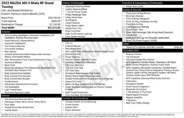 2023 Mazda Mazda Miata RF Grand Touring