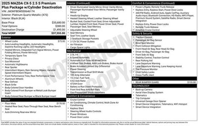 2025 Mazda Mazda CX-5 2.5 S Premium Plus Package