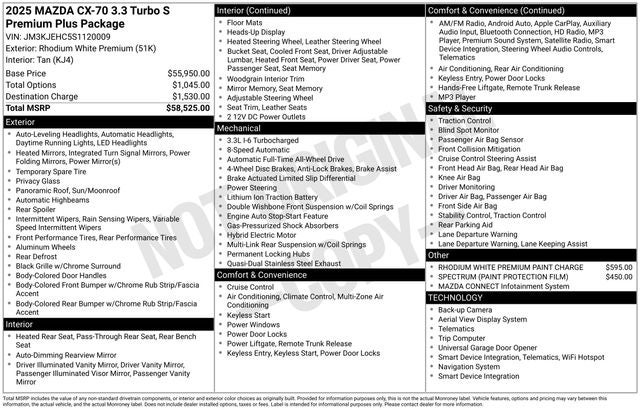 2025 Mazda Mazda CX-70 3.3 Turbo S Premium Plus