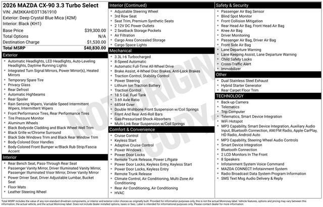 2026 Mazda Mazda CX-90 3.3 Turbo Select
