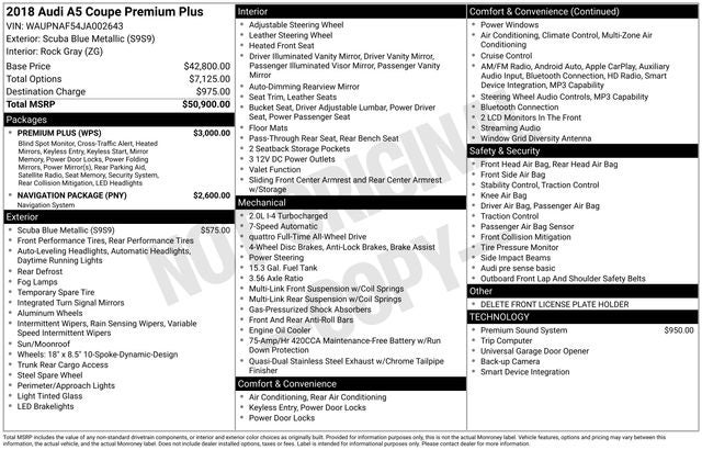 2018 Audi A5 2.0T Premium Plus quattro