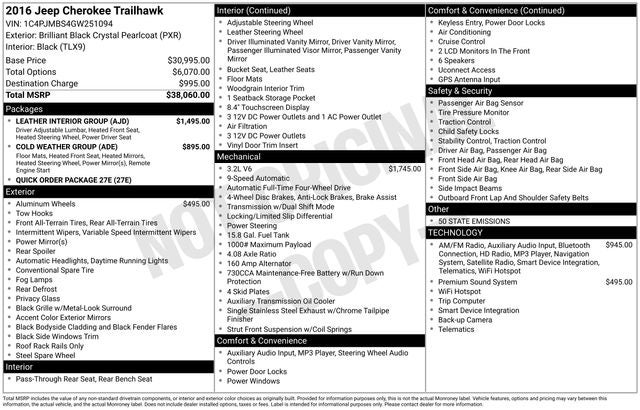 2016 Jeep Cherokee Trailhawk