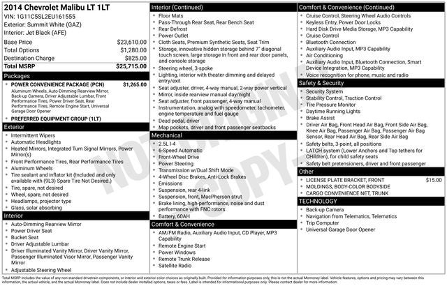 2014 Chevrolet Malibu LT 1LT
