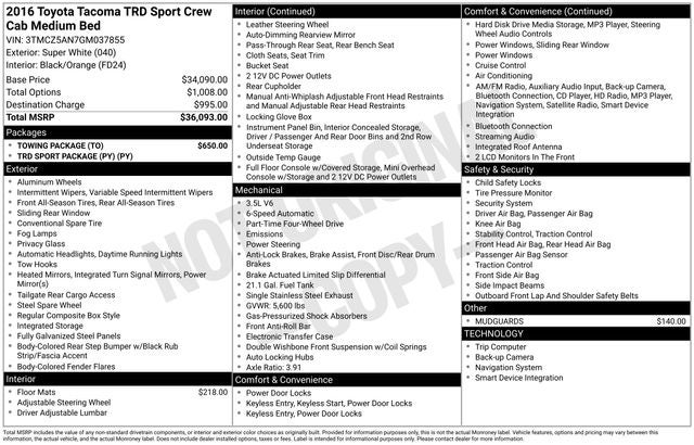 2016 Toyota Tacoma TRD Sport V6