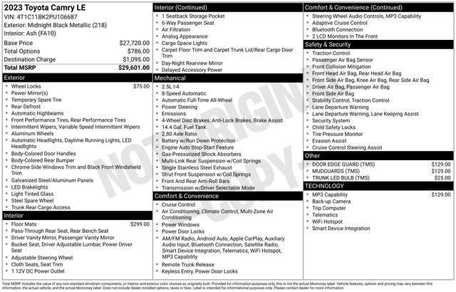 2023 Toyota AWD Camry LE