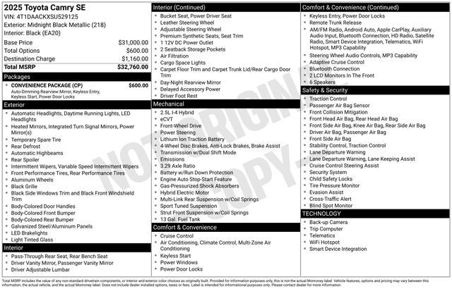 2025 Toyota Camry SE