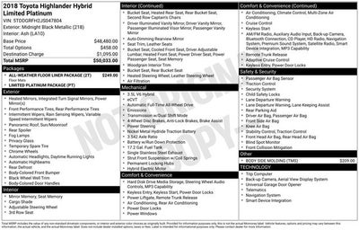 2018 Toyota Highlander Hybrid Limited Platinum