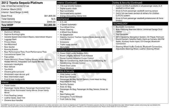 2012 Toyota Sequoia Platinum