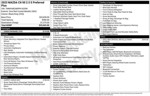 2023 Mazda Mazda CX-50 2.5 S Preferred Plus Package
