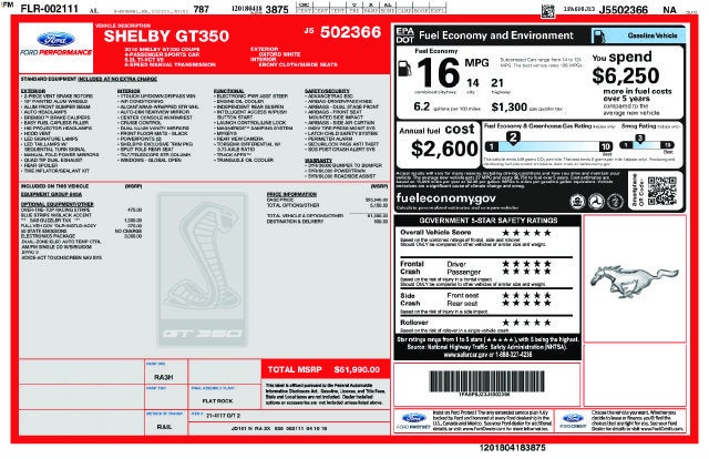 2018 Ford Mustang Shelby GT350