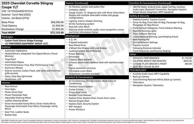 2025 Chevrolet Corvette Stingray 1LT