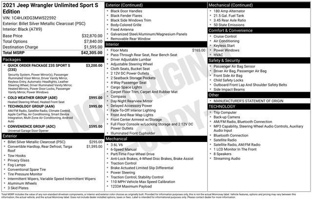 2021 Jeep Wrangler Unlimited Sport S