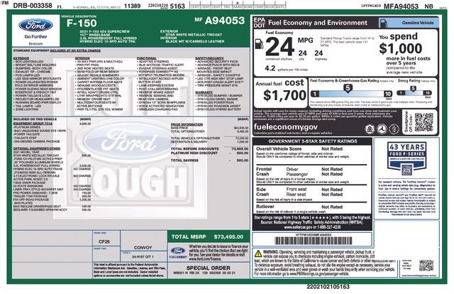 2021 Ford F-150 Platinum