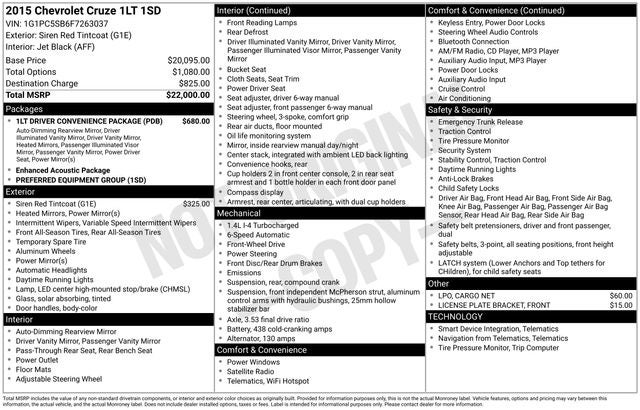 2015 Chevrolet Cruze 1LT 1LT