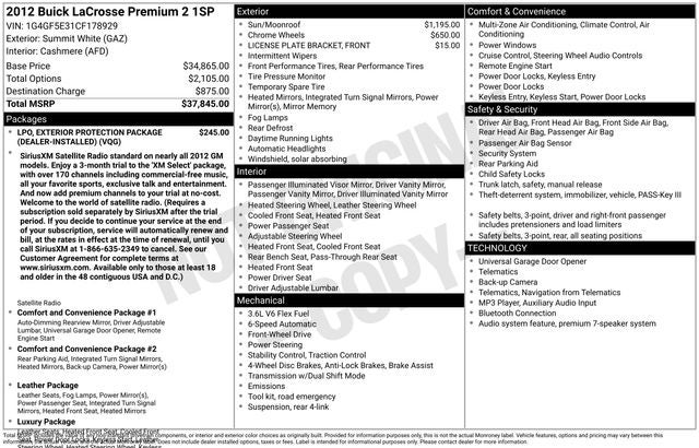 2012 Buick LaCrosse Premium II Group