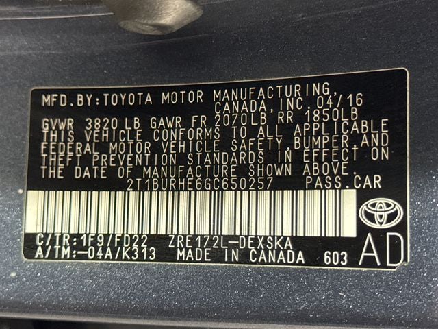 2016 Toyota Corolla S