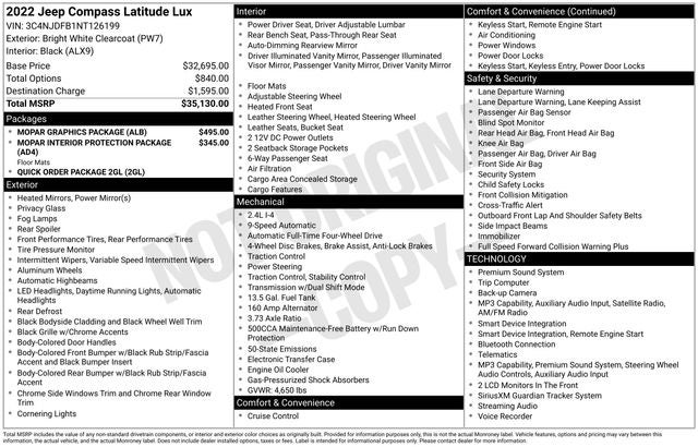 2022 Jeep Compass Latitude Lux