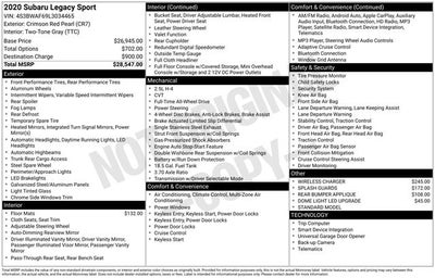2020 Subaru Legacy 2.5i Sport