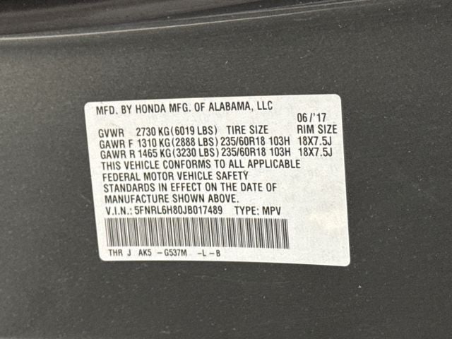 2018 Honda Odyssey Touring