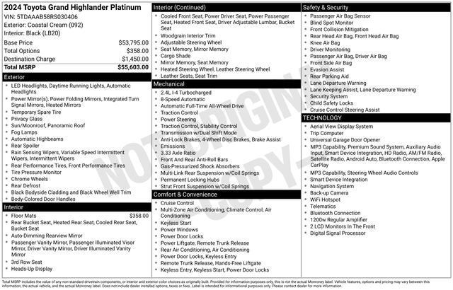 2024 Toyota Grand Highlander Platinum