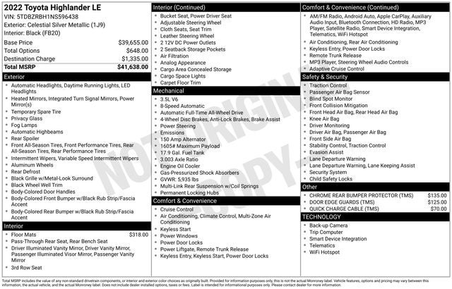 2022 Toyota Highlander LE