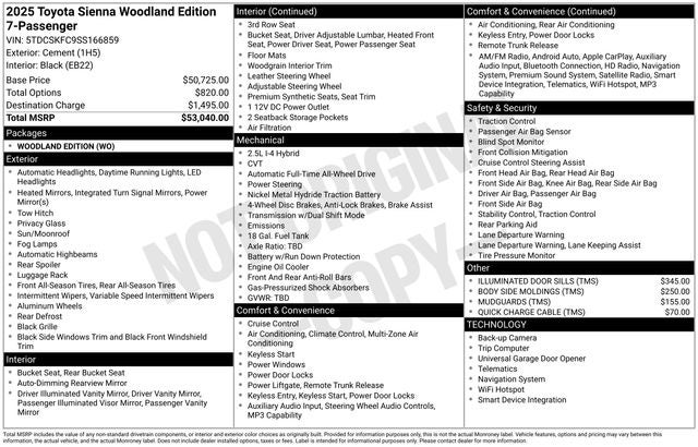 2025 Toyota Sienna Woodland Edition 7 Passenger