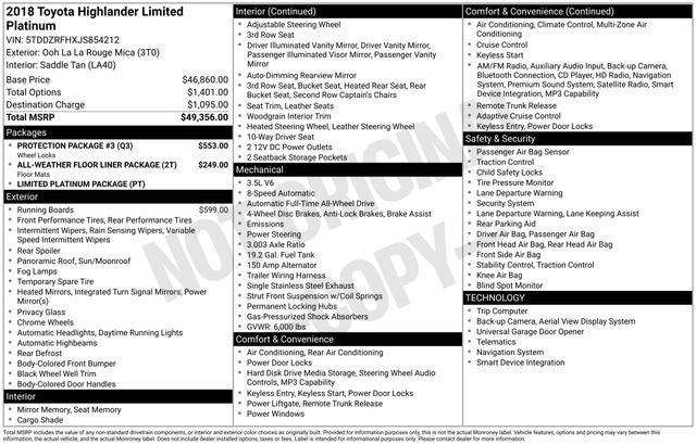 2018 Toyota Highlander Limited Platinum