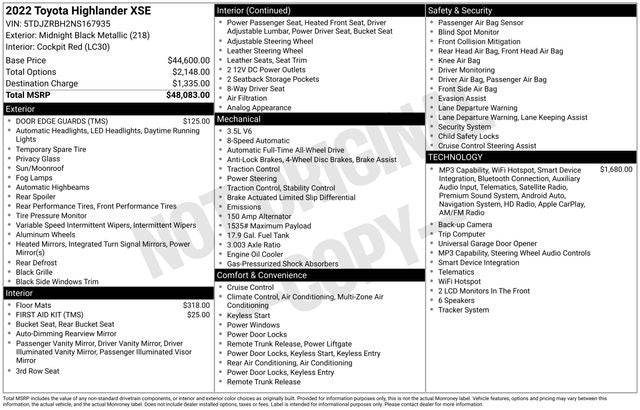 2022 Toyota Highlander XSE