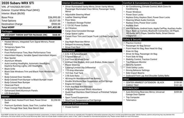 2020 Subaru WRX STi