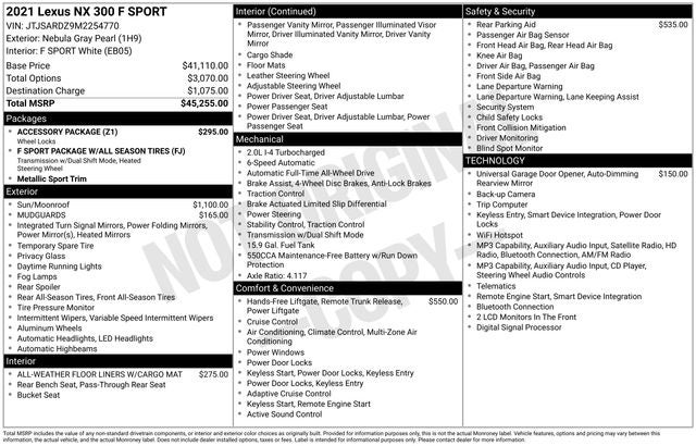 2021 Lexus NX 300 F Sport
