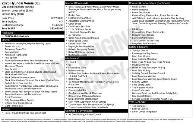 2025 Hyundai Venue SEL